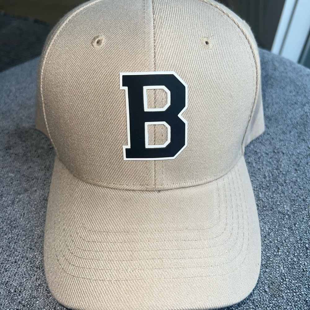 Boston red Sox Tan Baseball Cap with Black Letter B